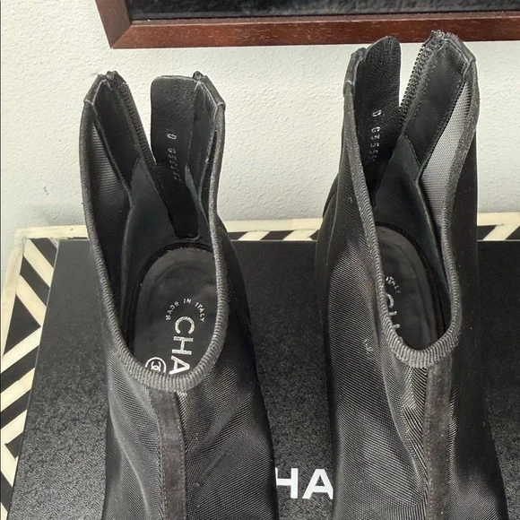 CHANEL Black Mesh Ankle Booties - Picture 4 of 8